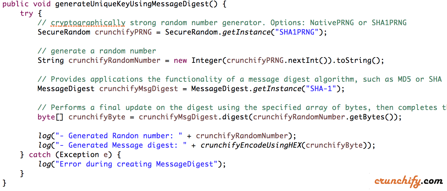 Java Code To Generate Unique Key